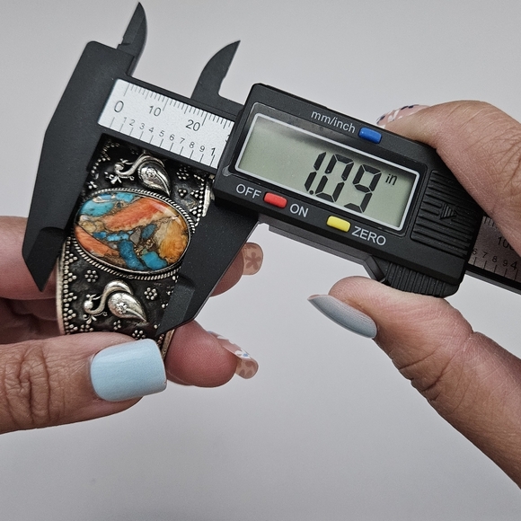 Spiny Turquoise Open Cuff Bangle - Picture 8 of 8